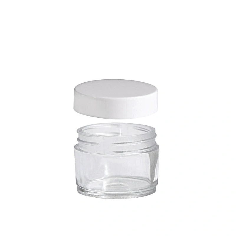 Plastová dóza priehľadná 30 ml s bielym uzáverom