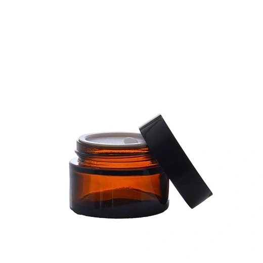 Sklenená dóza s uzáverom a medziviečkom, 30 ml hnedá