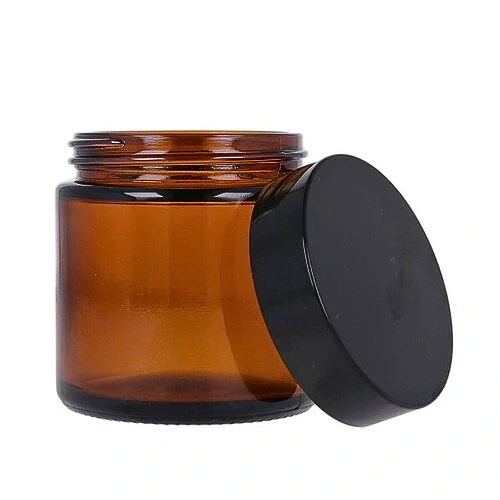 Sklenená dóza s uzáverom a medziviečkom, 100 ml hnedá