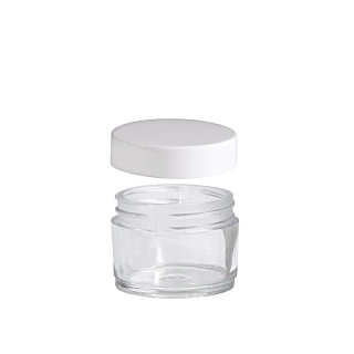 Plastová dóza priehľadná 30 ml s bielym uzáverom