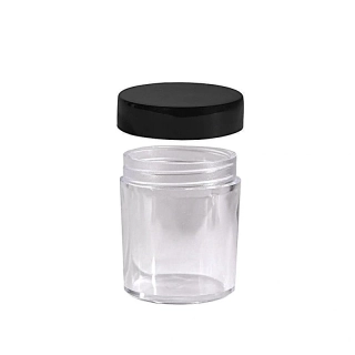 Plastová dóza priehľadná 50 ml s čiernym uzáverom