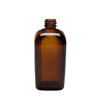 Sklenená hranatá fľaša, hnedá 90 ml