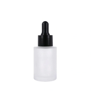 Sklenená fľaša mliečna s čiernym kvapkadlom 30 ml