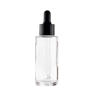 Sklenená fľaša priehľadná s čiernym kvapkadlom 50 ml