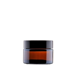 Sklenená dóza s uzáverom a medziviečkom, 30 ml hnedá