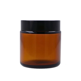 Sklenená dóza s uzáverom a medziviečkom, 100 ml hnedá