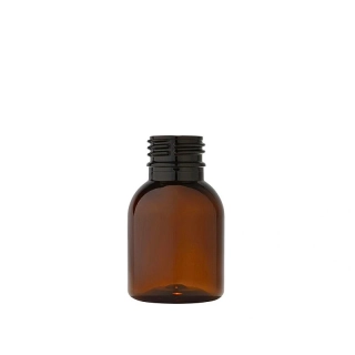Plastová fľaša 50 ml, hnedá